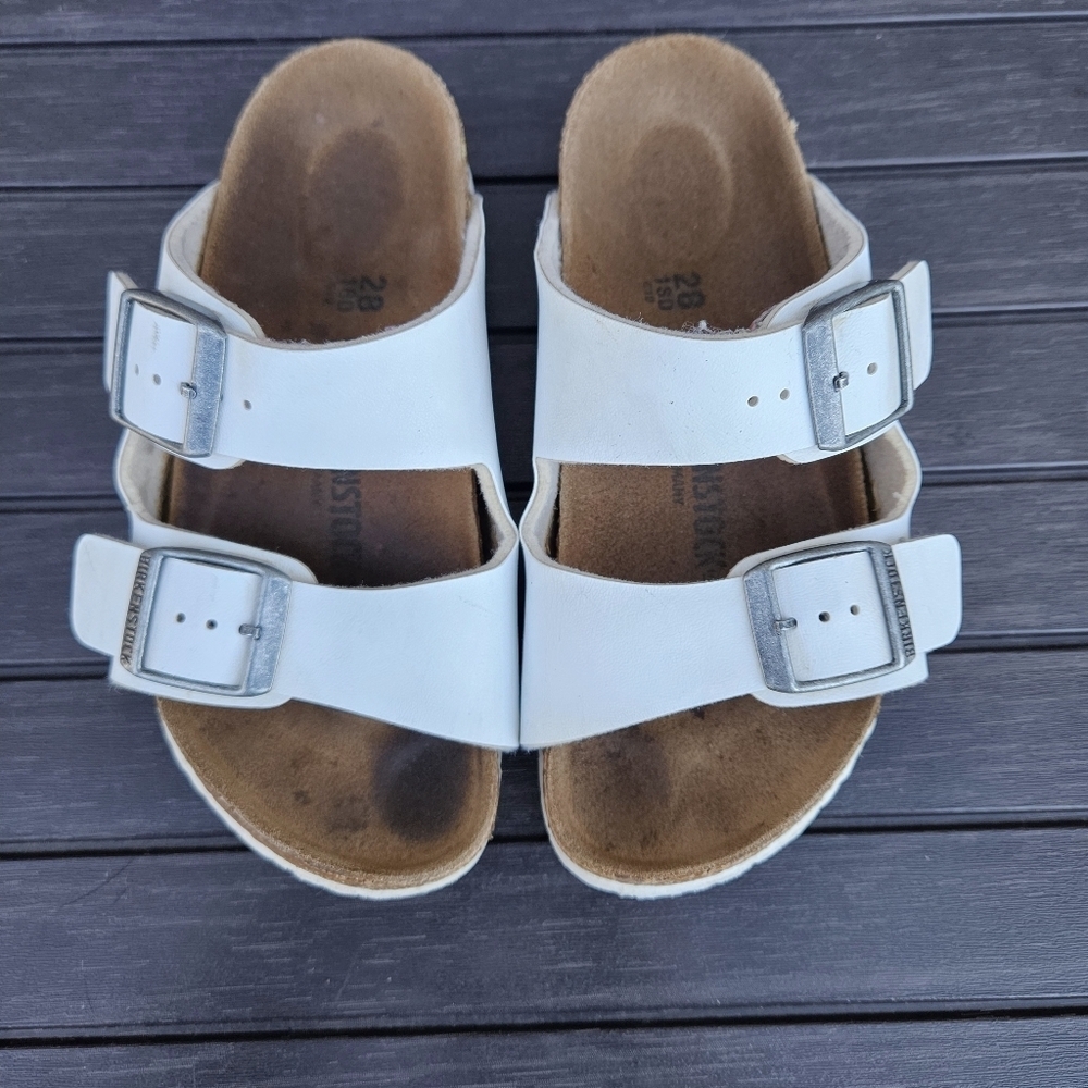 Birkenstock Arizona Kids White Sandals Shoes Kids Girls Size 28